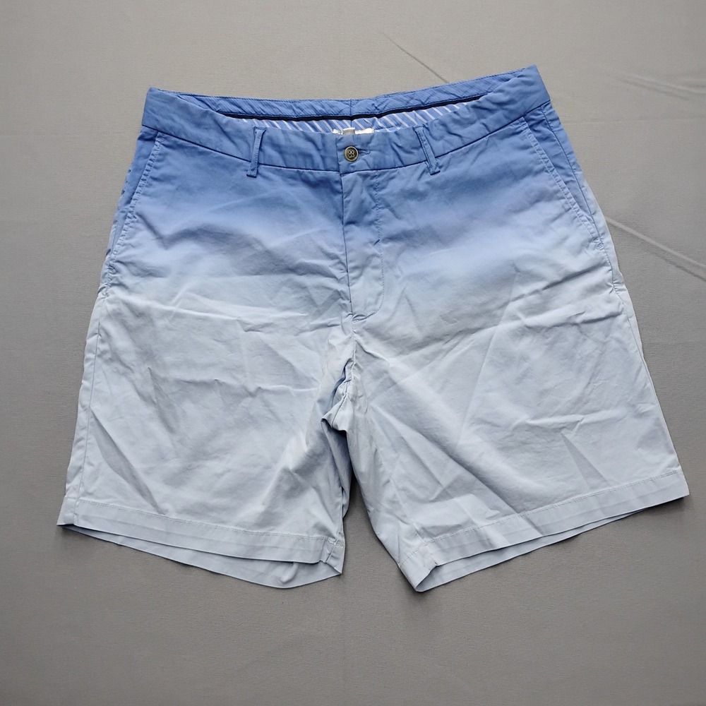 Peter Millar Mens Blue Ombre Dip Dye Chino Shorts Size 34